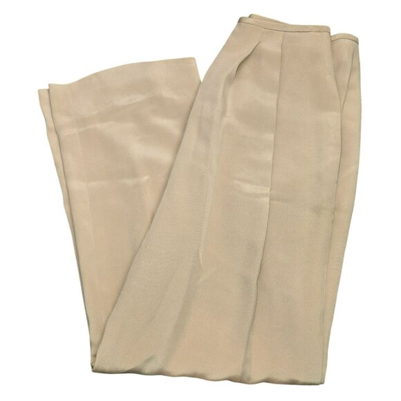 Ellen Tracy Womens Tan Wide-Leg Pants Size 4 100% Silk Vintage HS161 - Picture 1 of 7